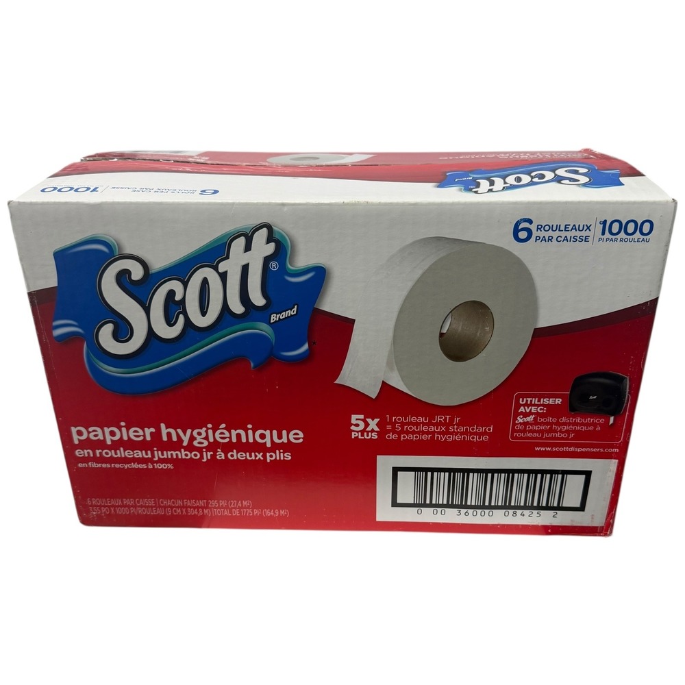 Scott Jumbo Roll Jr 2-Ply Bath Tissue 6 Rolls 1000 Ft Per‎ Roll New Case